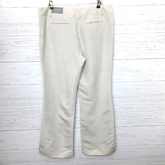 NEW Ann Taylor Beige Signature Trouser Linen Blend Straight Leg Lightweight 14 - Picture 2 of 10